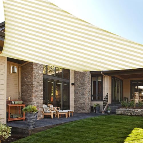 LOVE STORY 6.5' x 10' Rectangle Yellow-White Sun Shade Sail Canopy UV Block for Outdoor Patio Garden Backyard - color: Yellow-White, size: 0 6.5' x 1 0'
