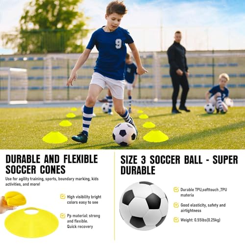 Soccer Goal, Kids Soccer Goals for Backyard Set, 2 Pack of Portable Pop Up Soccer Net with Soccer Ball, Cones, Complete Training Equipment for Youth, Toddler Outdoor Sports Games - color: Black Yellow, style: 6 ft x 4 ft