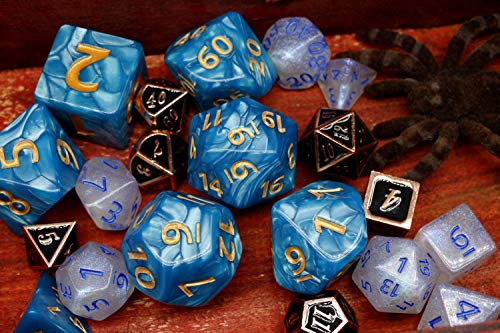 Dice- DND Dice 25mm Blue RPG Dice for Dungeons and Dragons D&D Pathfinder MTG Role Playing Dice Giant Polyhedral Dice with Dice Bag - color: Blue