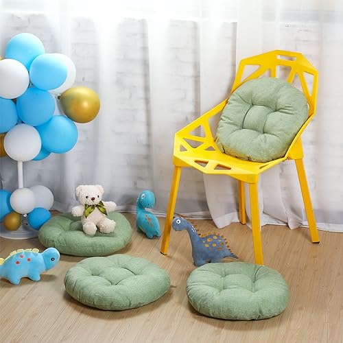 Fumete 8 Pcs 16 Inch Round Floor Cushions for Kids and Toddlers, Flexible Seating Classroom Furniture Floor Pillow for Home, Daycare, Preschool, Yoga and Meditation (Green) - color: Green