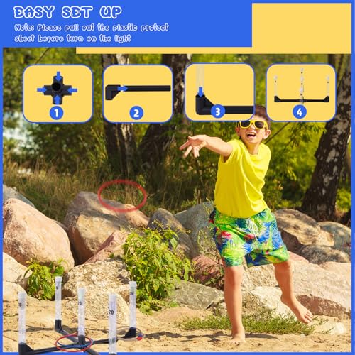 YEEA LED Ring Toss Game for Kids, Adults | Glow in The Dark LED Outdoor Yard Games | Perfect for Camping, Beach, and Backyard Family Gatherings