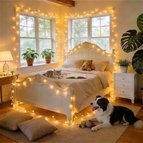 KNONEW 403ft 1000 LED Christmas String Lights Outdoor 8 Modes & Timer Fairy Light Plug in Waterproof LED Wedding Lights for Xmas Yard Tree Party Holiday Decor (Warm White) - color: Warm White, size: 403FT 1000 LED