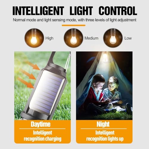 Led Tent Lights 5 Pack Camping Lantern USB Rechargeable Solar Tent Lights,Outdoor Hanging Light Bulbs with Clip Hook 3 Mode Lighting Warm White