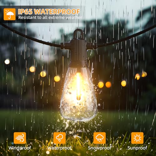 FOOMAN LED Outdoor String Lights, 240FT Outside Waterproof Patio Lights with 120+4 Shatterproof ST38 Edison Bulbs, 2700K Warm White Hanging Light, Dimmable Light for Backyard Garden Bistro Party Cafe - size: 240FT