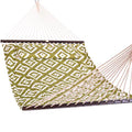 Lazy Daze Hammocks 12FT Quilted Fabric Hammock with Soft Pillow, Double 2 Person Tree Hammock with Spreader Bar for Outside Patio Poolside Backyard Beach, 450 lbs Capacity, Green Geometric - color: Green Geometric