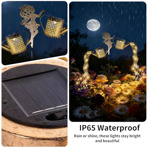 SRNPMIU Solar Watering Can Light - Solar Yard Decorations Outdoor,Garden Decor Lights for Yard,IP65 Waterproof Hanging Lantern Lights,Outside Garden Flower Bed Decor Light for Moms Birthday 2PCS - color: yellow 2PACK