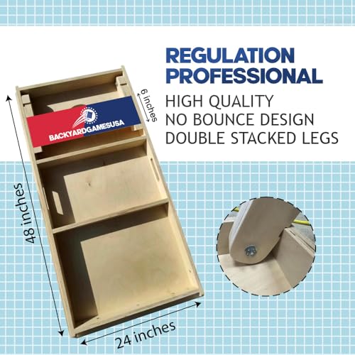 CornholeGamesUSA Pro Cornhole Boards Set | Made in USA | 3/4 Baltic Birch | No Bounce | Triple Thick Legs | Two Brace & Handles, Tournament 2x4 Regulation Set with Score Tower & Cornhole Bags - color: Cross Flag Hand