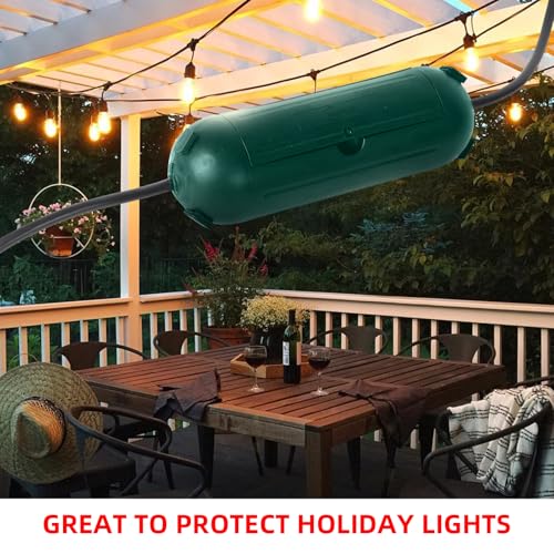 (4-Pack) Large Outdoor Extension Cord Plug Protector with Latches, Capsule Shaped Protector with Large Compartment for AWG12/14/16 Cords, Water-Resistant Holder for String Lights and Wires (Green) - color: Green, size: Large (with 4 Latches)