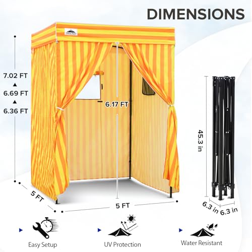 EAGLE PEAK Flex Compact 5x5 Pop-up Canopy Changing Room, Portable Privacy Dressing Room for Indoor Fashion Photoshoots, Camping, or Pool, Yellow/Orange - color: Yellow/Orange, size: 5x5 ft