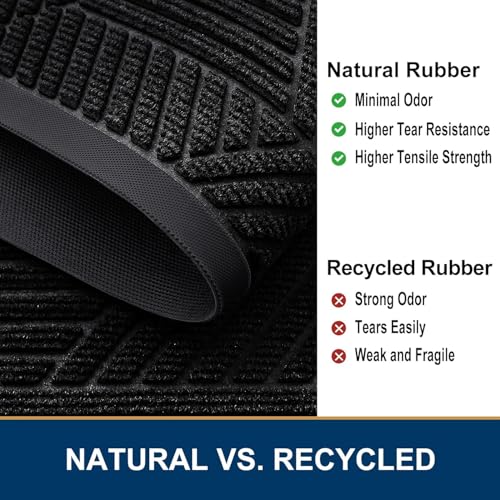 Smiry Front Door Mat Outside Entrance, Heavy Duty Sturdy Natural Rubber Doormat, Trap Dirt and Moisture, Easy Clean Low Profile Mats for Indoor Outdoor Entry, Irregular Triangle (59x40, Black) - color: Black, size: 59" X 40"