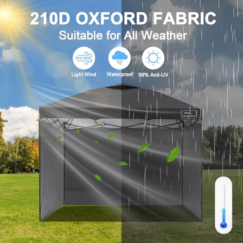 KAMPKEEPER 10X10 Canopy Tent Sidewalls with Zipper for Canopy Frame, 3Pcs Sunwalls Only, UPF50+ Waterproof Side Walls(Dark Grey) - color: Dark Grey
