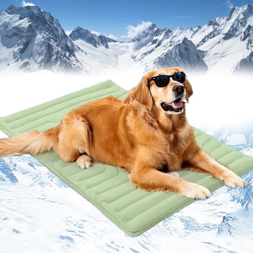 Cooling Mat, Dog Cooling Mat-4x More Effective, Gel-Free Self Washable Portable Pet Coolings Pad for Dogs & Cats Sleeping Mat, Keep for Pets (Green,80-110 lbs - Extra Large Dog) - color: Green, size: 80-110 lbs - Extra Large Dog