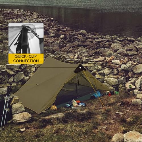 LANSHAN Ultralight Tent 3-Season Backpacking Tent for 1-Person or 2-Person Camping, Trekking, Kayaking, Climbing, Hiking - color: 2-person, khaki