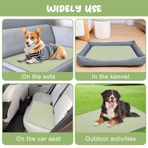 Buvlnee Summer Dog Cooling Mat Washable Ice Silk Self Cool Pad for Small Medium Large Dogs and Cats, Pet Sleeping Pad for Crate, Bed, Indoor & Outdoor Floor, Car Seats - color: Green, size: 27x22in