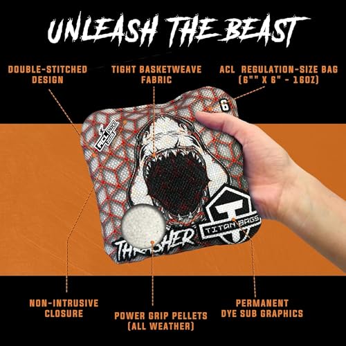 Titan Bags Thrasher Cornhole Bags - 6"x6" ACL PRO Approved Tournament-Grade, Durable Dual-Sided for Precision Shots, All-Weather Power Grip Pellets for Indoor & Outdoor Tossing - Set of 4 - color: Geode