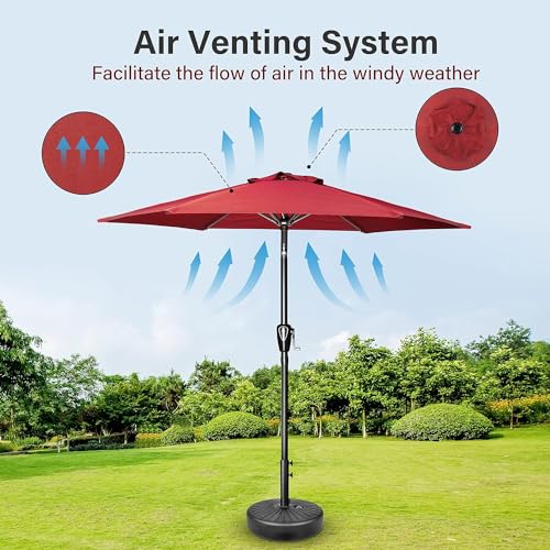Simple Deluxe 9' Patio Umbrella Outdoor Table Market Yard Umbrella with Push Button Tilt/Crank - color: Red, size: 7.5ft 2Pack