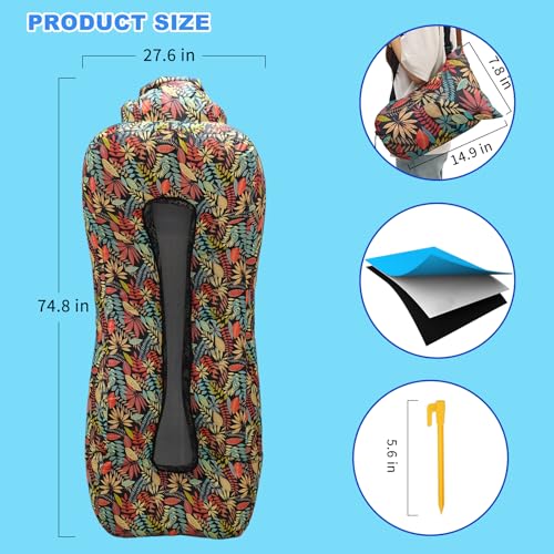 Inflatable Couch, Inflatable Lounger Air Sofa | No-Pump Blow Up Couch | Ergonomic Design, Air Couches Outdoor for Camping & Park & Beach, Upgrade Your Camping Accessories - color: Red Leaf, style: Standard - No Sunshade