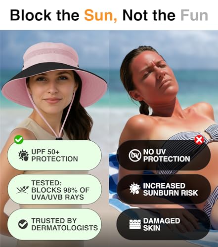 GearTOP Safari Hat for Men Sun Hats for Women UV Protection UPF 50+ Fishing, Gardening, Hiking Hat (22-23 1/2") - color: Light Pink Grey Standard