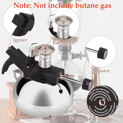 Portable Butane Burner, Butane Stove for Siphon Coffee Maker, Adjustable Flame, Gas Refillable Camping Burner with Furnace Stand for Cooking Camping and Lab