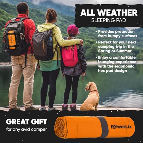 POWERLIX Ultralight Inflatable Camping Sleeping Pad - Camping Mattress for Backpacking, Hiking, Compact Lightweight Sleeping Mat for Camping, Inflation Bag/Repair Kit Included - color: Orange & Black