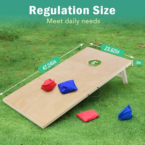 Cornhole Board Set，2 Regulation 4'x2' Cornhole Boards with 8 Cornhole Bags and Carrying Case, Corn Hole Games for Adults Outdoor Bean Bag Toss Game - style: 4' x 2' Nature