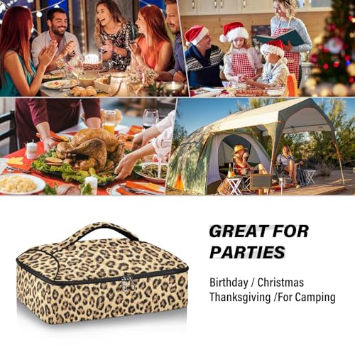 Casserole Carriers for Hot or Cold Food Reusable Casserole Dish Carrier Insulated Thermal Large Capacity Durable Perfect for Party Camping Family Gatherings Yellow Fish - color: Classical Leopard Print