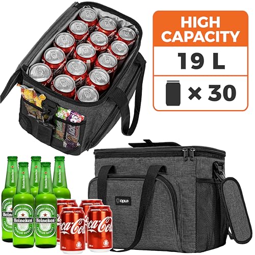 OPUX Soft Cooler Bag, Insulated Collapsible Lunch Cooler Tote for Men Work Camping Beach Travel, Portable Soft Sided Leakproof Waterproof Large Lunch Bag Box with Shoulder Strap 30 Cans, Charcoal Gray - color: Charcoal, size: 30 Cans