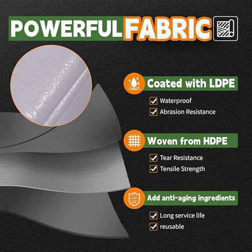 RAINDEWAY Tarps 12x12 Tarp Waterproof,7Mil Thick,Finished Size,UV Resistant,Multipurpose Poly Tarp Cover with Metal Grommets and Reinforced Edges,White Tarps - color: White, size: 12x12 Feet-Finished Size