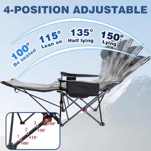 2-Pack Reclining Camping Chair 4 Position with Foot Rest Comfortable for Adults 265Ibs Folding Lounger Mesh Beach Chair with Cooler Bag,Cotton Cushion and Cup Holder for Outdoor Patio - color: Black, style: 2-Pack with Cotton Pad