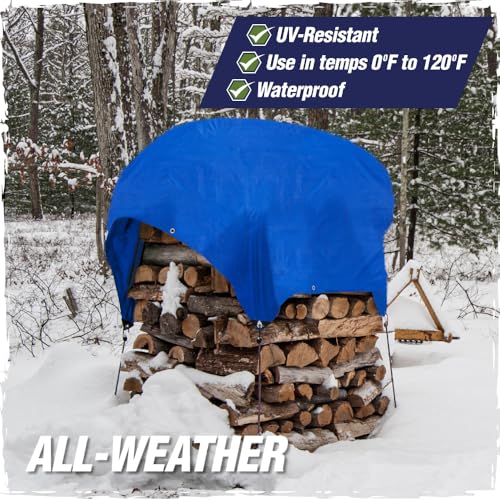 RUGGED RHINO Heavy Duty Waterproof Tarp, 9x12, UV and Tear Resistant Cover with Reinforced Grommets and Corners, Outdoor Multipurpose Tarps for Camping, Patio, Garden, Car & Roof, 5 Mil, 1 Pack, Blue - color: Blue, size: 9' X 12'