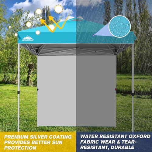 EAGLE PEAK Commercial Canopy 6.6x6.6 Pop Up Canopy Tent with 1 Sidewall, Easy Setup Heavy Duty Instant Event Shelter for Vendors & Markets, Outdoor Sun Shade, Light Blue - color: Light Blue, size: 6.6x6.6