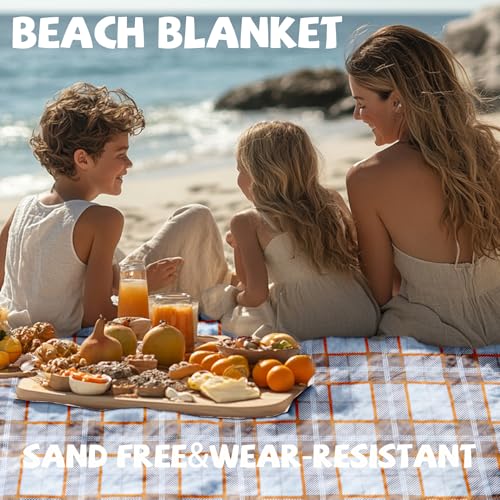 Extra Large Picnic Blankets Portable 80x81 Oversized Waterproof Sandproof Outdoor Beach Blanket Camping Grass Mat Travel Essential Camper Accessories Glamping Items Hiking Supplies Hiker Necessities