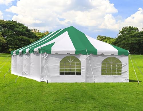 Party Tents Direct 20'x 40' Weekender Canopy Pole Tent with Sidewalls - Easy Up Canopy Tent with 160 Person Capacity - Outdoor Canopies for Parties, Weddings, and Events (Green/White) - color: Green, size: 20' x 40'