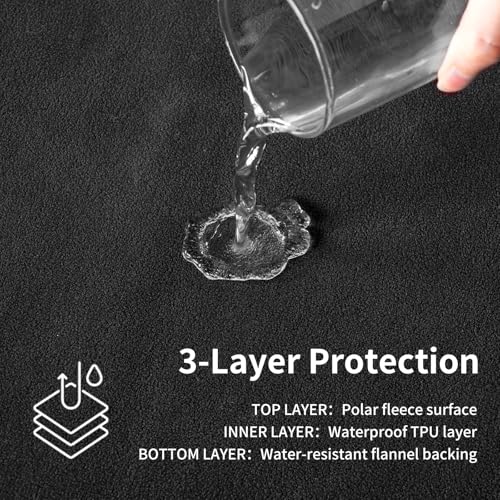 QiyI Waterproof Blanket for Bed Couch Sofa, Small Washable Reversible & Reusable Pet Dog Cat Throw Blanket, Leakproof Stain Resistant Sofa Cover, 40"x60", Black/Light Grey - color: Black/Light Grey, size: 40"×60"