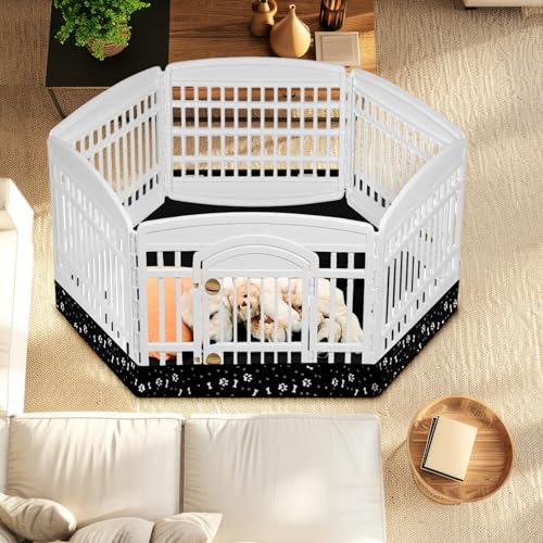 Marsui Dog Playpen Bottom Pad Fits for 36inch W and 24inch H 6 Panels Exercise Pet Dog Mat Puppy Crate Pad Reusable Washable Pet Training Pee Mat Hoop and Loop Design, Playpen Not Included(Black) - color: Black