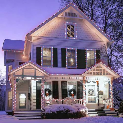 YEGUO Solar Rope Lights Outdoor Waterproof, 66ft 200 LED Red and White String Lights, 8 Modes Fairy Lights in Clear Thin Tube - color: Red and White
