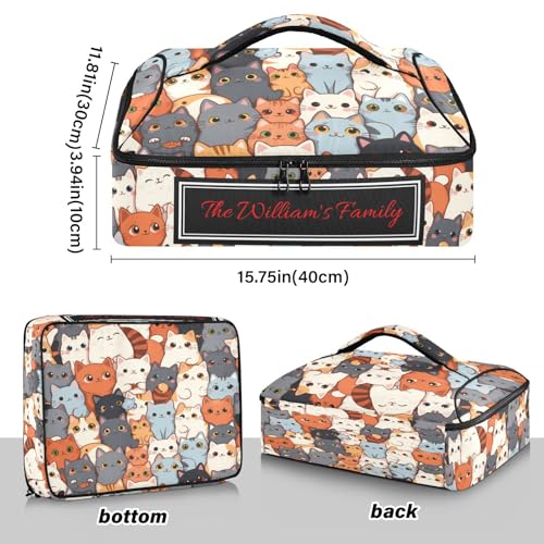 Kcldeci Custom Insulated Casserole Carrier Cats Funny Cartoon Personalized Food Carriers with Dish Storage Leakproof Lasagna Holder Bag for Lasagna Pan Baking Dish Casserole Dish - color: D03