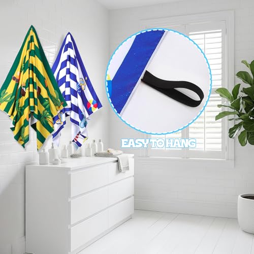 Beach Towels Set 2 Pack Oversized Microfiber Sand Free Quick Dry Towel Dolphin Starfish Coconut Tree Pineapple Print Large Lightweight Travel Pool Swim Yoga Camping Bath Blanket for Adults - color: Blue White, Yellow Green