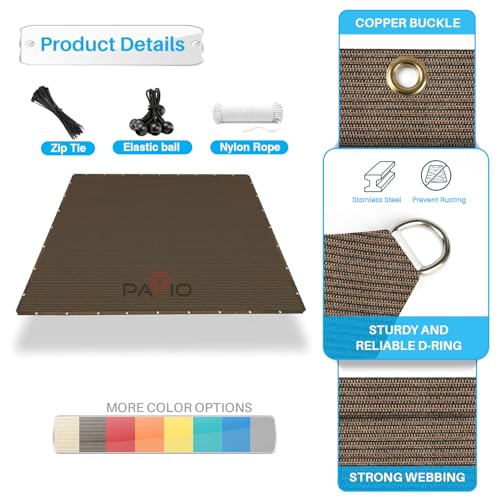 Patio Paradise 5' x 14' Sun Shade Cloth with Grommets Rectangle Shade Sail Straight Edge, Outdoor Patio Shade Canopy Pergola Cover UV Block Fabric for Backyard Deck Garden Activities, Brown