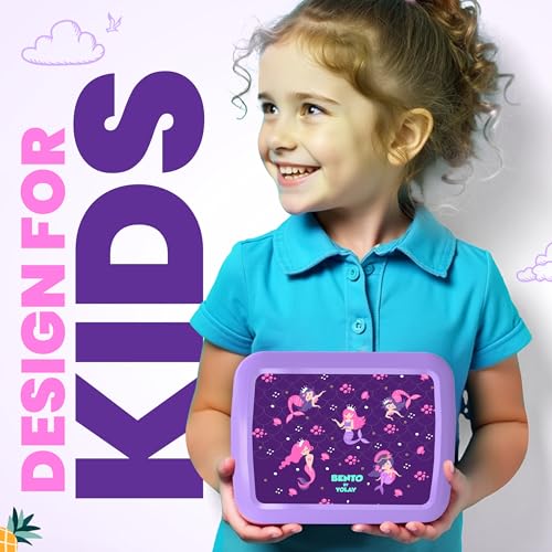 YOLAY Bento Box for Kids Lunch Box Leak-Proof, 5-Compartment Lunch Box Kids for Ages 3-10, Durable with Anti-Slip Base, Suitable for Schools, Outdoor and Travel (Mermaid) - color: Mermaid
