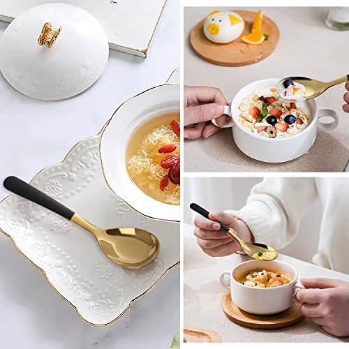 Stainless Steel Dinner Spoons Set of 4 - Long Handle Mirror Polished Ice Cream Spoons