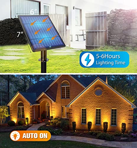 APONUO Metal Outdoor Solar Landscape Lights, Waterproof Spotlight 6-in-1 for Yard Landscape Lighting, Auto On/Off for Pathway, Driveway, Patio, Warm White - color: Warm White, size: 6-IN-1