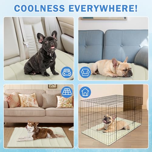 SCENEREAL Dog Cooling Mat for Crate, Thicken Self-Cooling Dog Pad Reversible (Cool & Warm), 59"x40" Pet Cool Bed for M Large XL Dogs,Kennel Sofa Mats Machine Washable, Durable Non-Toxic Gel, Outdoor - color: Beige, size: X-Large(59" L x 40" W x 1.0" HT)