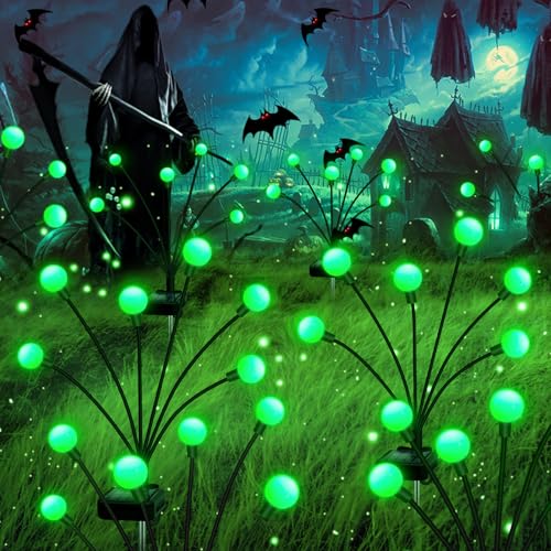 NBQQ Solar Garden Lights Outdoor, Waterproof Solar Powered Lights for Yard Pathway Patio, Swaying Lawn Decor as Gardening Gifts for Women Holiday(Green,4 Pack) - color: Green, size: 4 pack