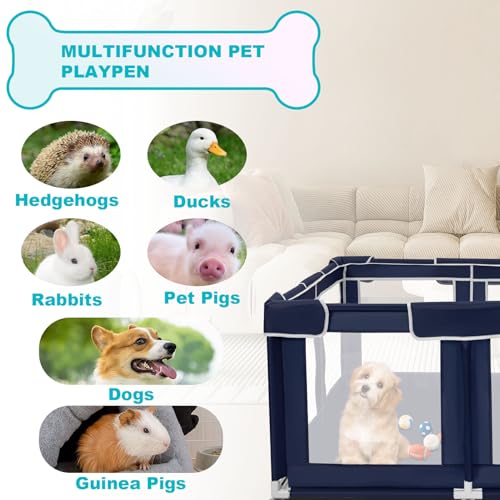 Dog Playpen 50 × 50 inch, Puppy Playpen with Bottom, 32 Inch Height Pet Playpen - style: 50 Inch Dog Playpen without Top