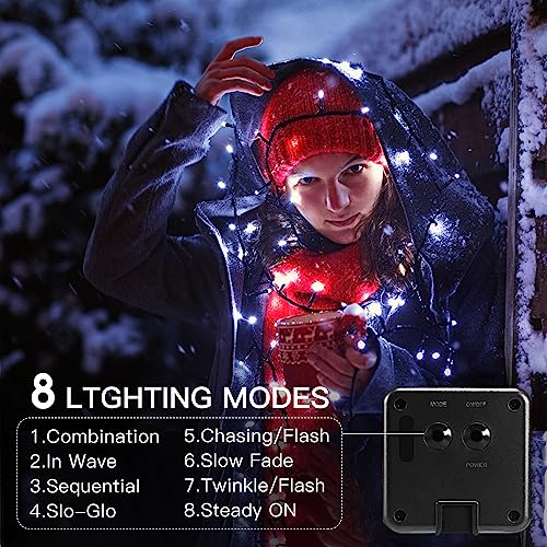 Vimorg Solar String Lights Outdoor, 2 Pack 79FT 200 LED Waterproof Solar Christmas Lights with 8 Lighting Modes for Tree Yard Garden Party Xmas Decorations - color: 100Cool White
