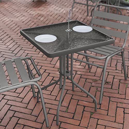 Flash Furniture Barker 23.5'' Square Tempered Glass Metal Table, Silver - color: Clear Top/Silver Frame, size: 23.5" Square