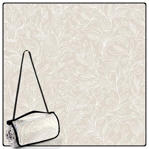 DEWUR Picnic Blankets 79"x79" Extra Large Outdoor Blanket Beach Blanket Waterproof SandProof Picnic Mat Washable Foldable Portable for Grass Lawn Beach Camping - color: Khaki Leaves