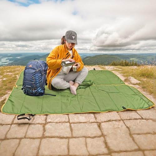 Camping Blanket Poncho, Large Wearable Blankets, 75 x 55 inch Cape, Windproof & Water-Repellent, Portable & Warm, for Outdoor, Sports, Travel, Car - color: Green