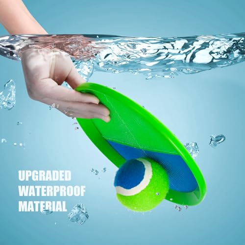 PlayZap Toss and Catch Ball Set - Outdoor Toys for Family Games - Outside Yard Pool Beach Flyball Game for 3 4 5 6 7 8+ Years Old Boys Girls - Classic Birthday Gift for Kids Youth Adults - color: Green 4 Paddles 4 Balls